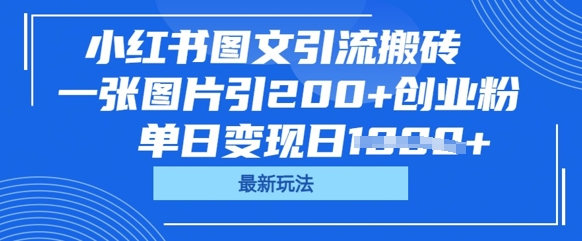 小红书图文引流搬砖，一张图片引200+创业粉，单日变现日数张-Ai数字电商