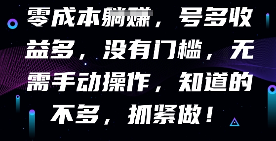 零成本全自动，号多收益多，没有门槛，无需手动-Ai数字电商