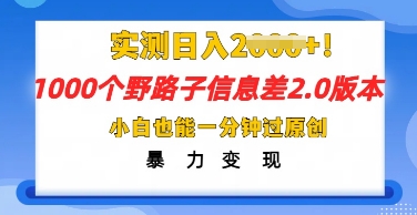 2025抖音1000个野路子信息差最新玩法，一分钟过原创，暴力变现月入几k-Ai数字电商