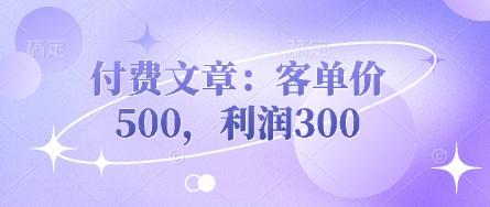 付费文章:客单价500,利润300-Ai数字电商