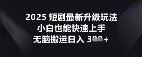 2025短剧最新升级玩法,小白也能快速上手,无脑搬运日入3张-Ai数字电商