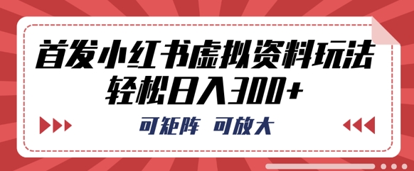 首发小红书虚拟资料玩法，可矩阵，可放大，轻松日入3张-Ai数字电商