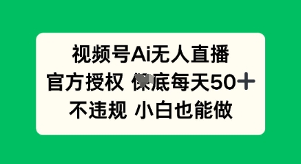 视频号AI无人直播，官方授权  每天50+，不违规 小白也能做-Ai数字电商