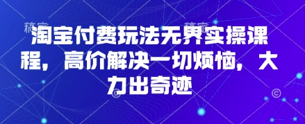 淘宝付费玩法无界实操课程，高价解决一切烦恼，大力出奇迹-Ai数字电商