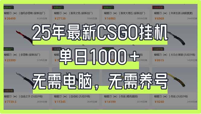 （14178期）25年最新CSGO挂机系统，单日1000+，无需电脑，无需养号，0基础可上手-Ai数字电商