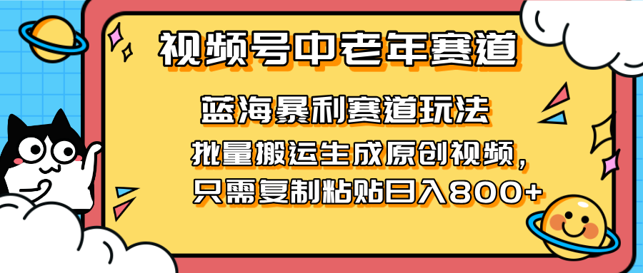 （14314期）2025视频号中老年短视频蓝海暴利风口！复制粘贴搬运视频单日赚800+，无...-Ai数字电商