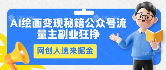 AI绘画变现秘籍：公众号流量主副业狂挣，网创人速来掘金-Ai数字电商