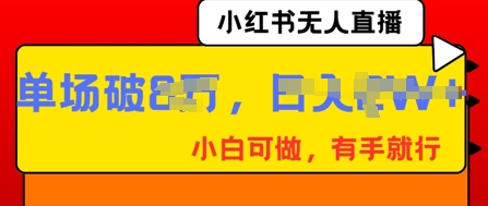 小红书无人直播，纯小白可做，有手就行，单场直播销售额破8w-Ai数字电商