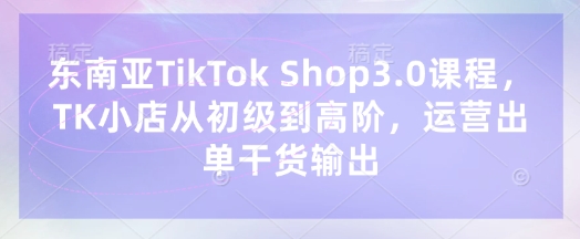 东南亚TikTok Shop3.0课程，TK小店​从初级到高阶，运营出单干货输出-Ai数字电商