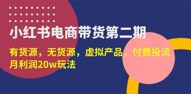（14186期）小红书电商带货第二期，有货源，无货源，虚拟产品，付费投流，月利润20w-Ai数字电商