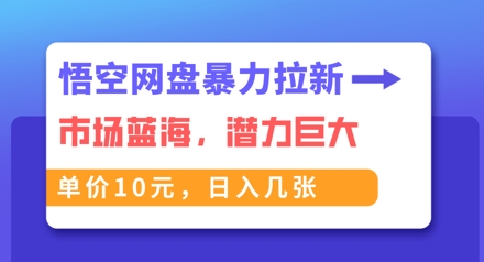 悟空网盘暴力拉新:一单10元,市场空白,日入几张-Ai数字电商