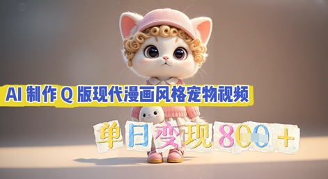 AI制作Q版现代漫画风格宠物视频，单日变现几张-Ai数字电商