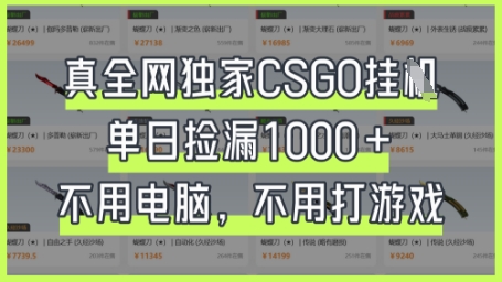 真全网独家CSGO挂G，单日捡漏1k+【揭秘】-Ai数字电商
