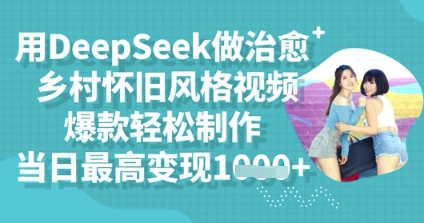 用DeepSeek做治愈乡村怀旧风格视频，爆款轻松制作，当日最高变现多张-Ai数字电商
